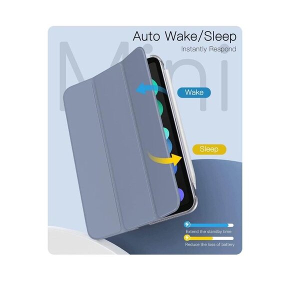 iPad Mini 6th Generation, iPad Mini 6 CASE (8.3-inch, 2021) Gray Purple TiMOVO - Picture 6 of 7